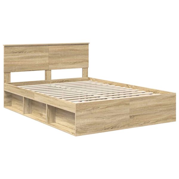 vidaXL Estructura de cama Sonoma 140 x 190 cm Madera de pino macizo