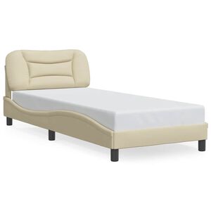 vidaXL Estructura de cama sin colch&oacute;n Hvar tela crema 80x200 cm