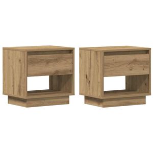 vidaXL Mesita de Noche con caj&oacute;n 2 pcs Roble artesanal 45 x 34 x 44 cm