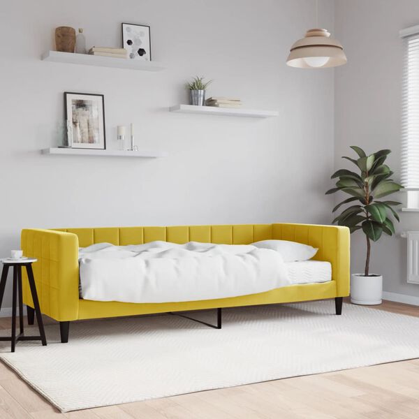 vidaXL Sofá cama con colchón terciopelo amarillo 80x200 cm