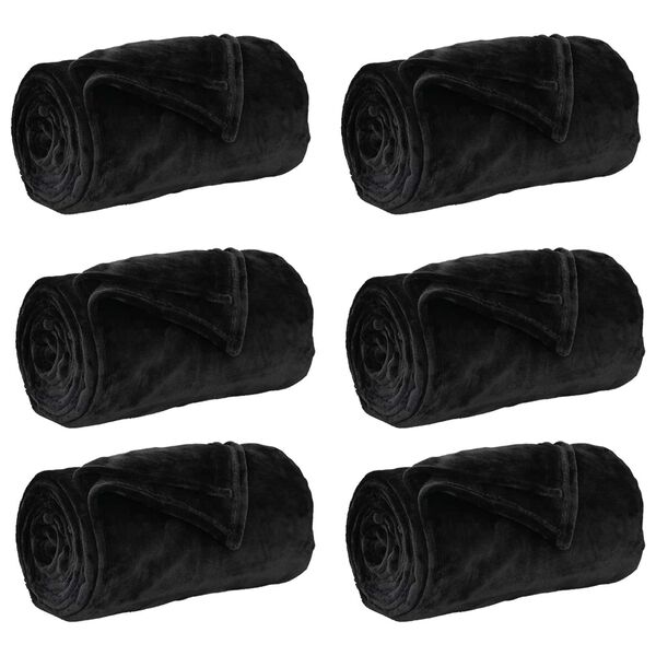 vidaXL Mantitas de Sof&aacute; 6 pcs Negro 130 x 150 cm Lana