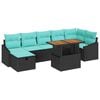 vidaXL Conjunto de sof&aacute;s de jard&iacute;n 8 pcs Negro rat&aacute;n sint&eacute;tico
