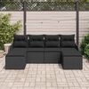 vidaXL Conjunto de sof&aacute; de jard&iacute;n con coj&iacute;n 6 pcs Negro Polirat&aacute;n