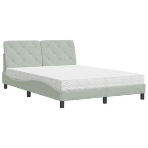 vidaXL Cama con colch&oacute;n terciopelo gris claro 140x190 cm