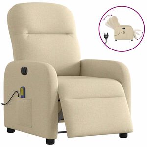 vidaXL Sill&oacute;n reclinable de masaje el&eacute;ctrico tela color crema