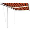 vidaXL Toldo autom&aacute;tico LED sensor de viento naranja marr&oacute;n 3,5x2,5 m