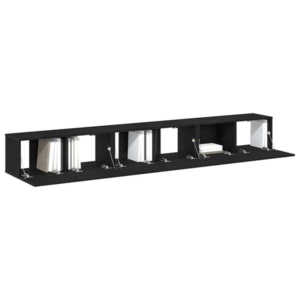 vidaXL Conjunto de mueble de TV 3 pcs Roble Negro 80 x 30 x 30 cm