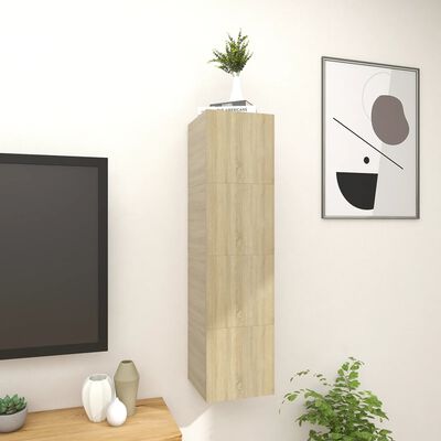 vidaXL Muebles de salón de pared 4 uds roble Sonoma 30,5x30x30 cm