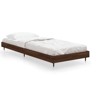 vidaXL Estructura de cama sin colch&oacute;n madera marr&oacute;n roble 75x190 cm