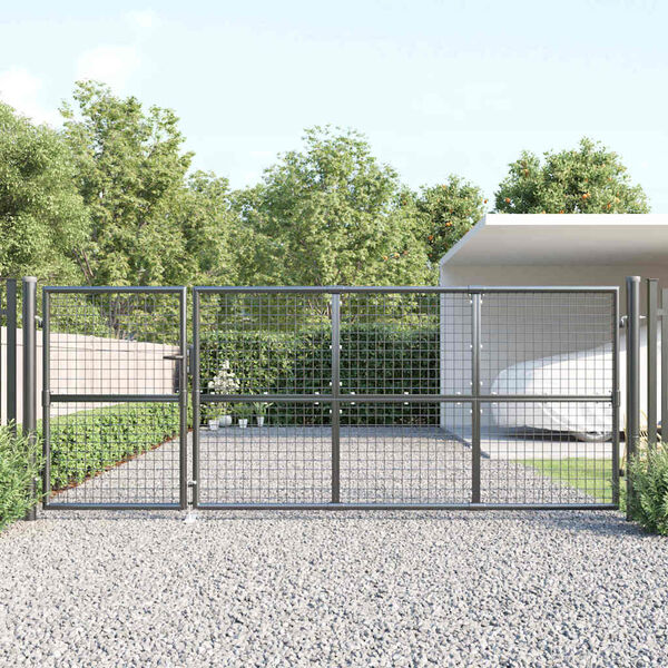 vidaXL Puerta de jard&iacute;n de malla color antracita 350 x 125 cm acero galvanizado