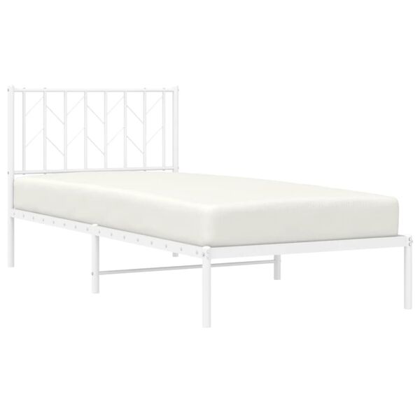 vidaXL Estructura cama sin colch&oacute;n con cabecero metal blanco 90x190 cm