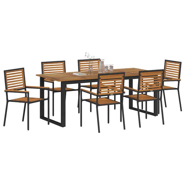 vidaXL Conjunto de Comedor de Jard&iacute;n 7 pcs Negro