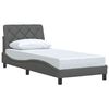vidaXL Estructura de cama sin colch&oacute;n tela gris oscuro 90x200 cm