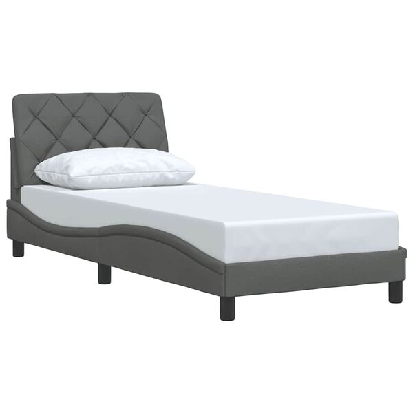 vidaXL Estructura de cama sin colch&oacute;n tela gris oscuro 90x200 cm