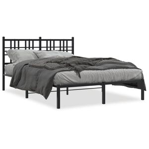 vidaXL Estructura cama sin colch&oacute;n con cabecero metal negro 120x190 cm