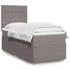 vidaXL Cama box spring con colch&oacute;n tela gris taupe 100x200 cm