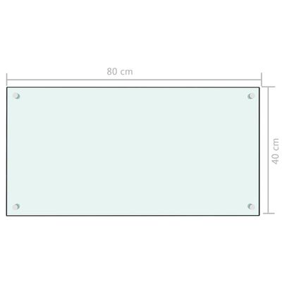 vidaXL Protección salpicaduras cocina vidrio templado blanco 80x40 cm