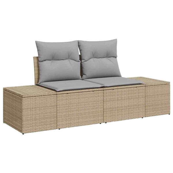 vidaXL Conjunto de sof&aacute;s de jard&iacute;n 7 pcs Beige rat&aacute;n sint&eacute;tico