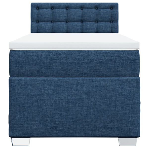 vidaXL Cama box spring con colch&oacute;n tela azul 100x200 cm