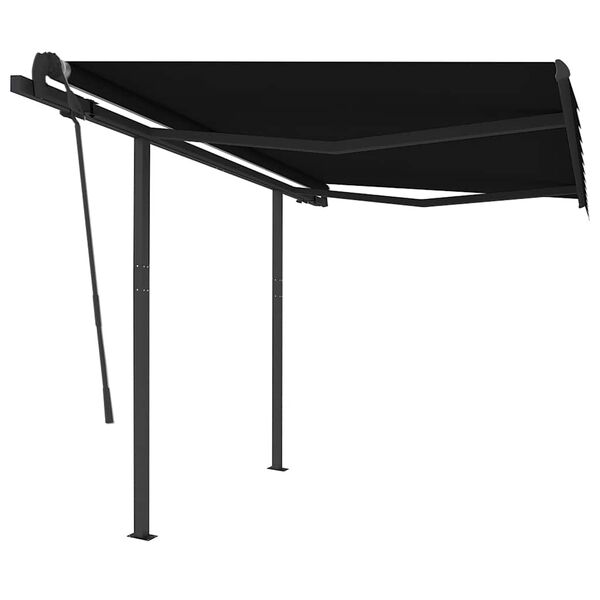 vidaXL Toldo manual retr&aacute;ctil con postes gris antracita 3,5x2,5 m