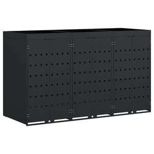 vidaXL Almacenamiento de cubos Wheelie para 3 cubos Negro