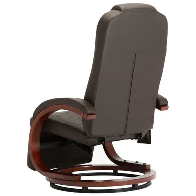 vidaXL Sillón de masaje de TV reclinable cuero sintético marrón