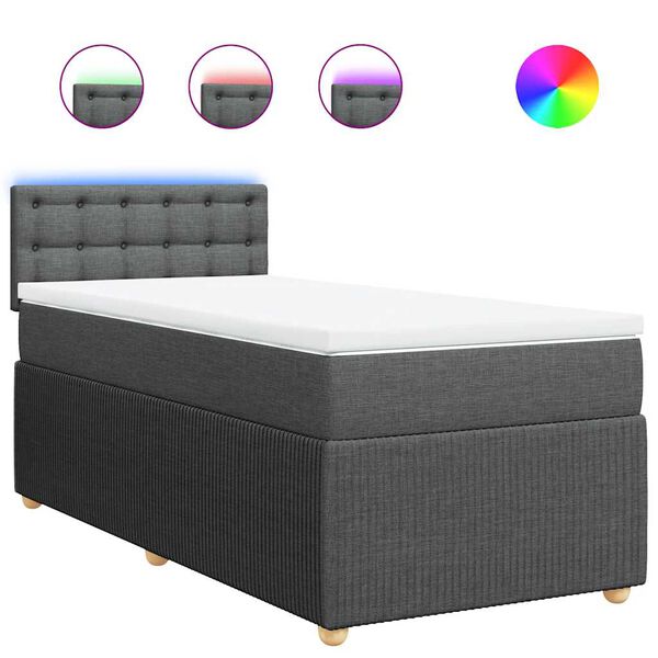 vidaXL Cama box spring con colch&oacute;n tela gris oscuro 100x200 cm
