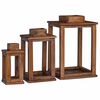 vidaXL Farol 3 uds. Natural 30 x 30 x 44 cm Madera de Caoba LED