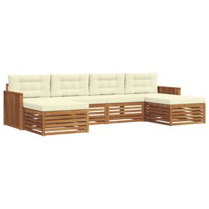 vidaXL Conjunto de sof&aacute;s de exterior 6 uds. Natural y Crema