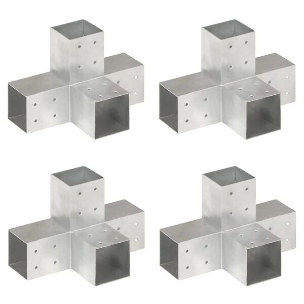 vidaXL Conectores de postes en X 4 uds metal galvanizado 81x81 mm