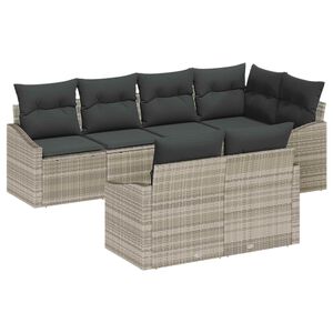 vidaXL Conjunto de sof&aacute;s de jard&iacute;n 7 pcs Gris Claro rat&aacute;n sint&eacute;tico
