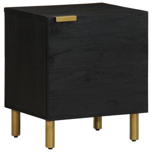 vidaXL Mesita de noche de madera maciza de mango negra 40x33x46 cm