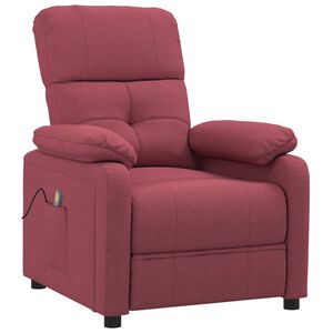 vidaXL Sill&oacute;n de masaje de tela rojo tinto