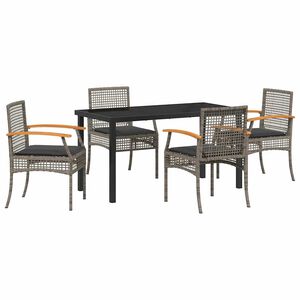 vidaXL Conjunto de Comedor de Jard&iacute;n 5 pcs Gris rat&aacute;n sint&eacute;tico
