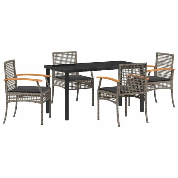 vidaXL Conjunto de Comedor de Jard&iacute;n 5 pcs Gris rat&aacute;n sint&eacute;tico