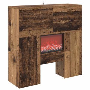 vidaXL Chimenea el&eacute;ctrica Madera envejecida 75 x 24,5 x 75 cm
