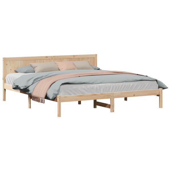 vidaXL Estructura de cama Marr&oacute;n 180 x 200 cm Madera maciza de Pino