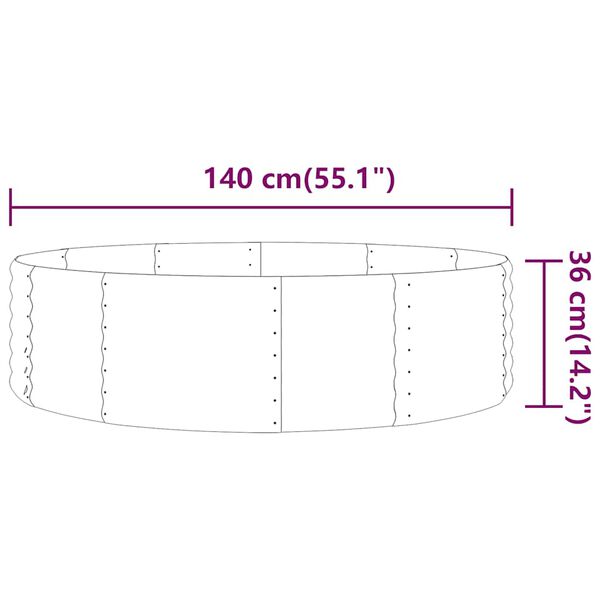 vidaXL Jardinera arriate acero galvanizado verde 140x140x36 cm