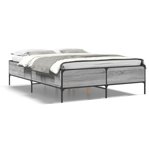 vidaXL Estructura cama madera ingenier&iacute;a metal gris Sonoma 120x190 cm