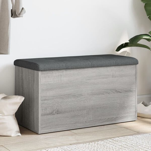 vidaXL Banco con almacenaje madera ingenier&iacute;a gris Sonoma 82x42x45 cm