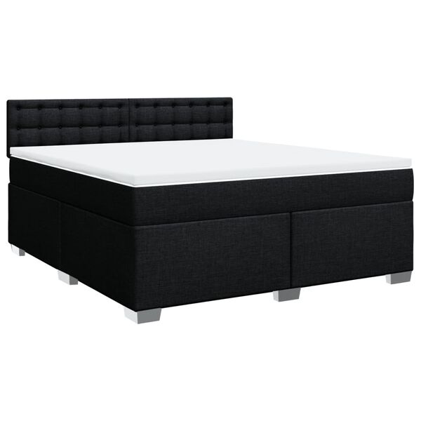 vidaXL Cama box spring con colchón tela negro 180x200 cm