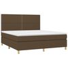 vidaXL Cama box spring colch&oacute;n luces LED tela marr&oacute;n oscuro 180x200cm