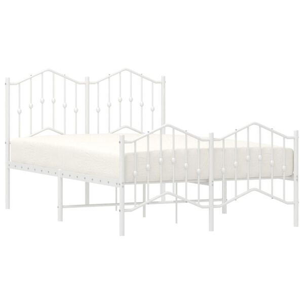 vidaXL Estructura cama sin colch&oacute;n con estribo metal blanco 120x200 cm