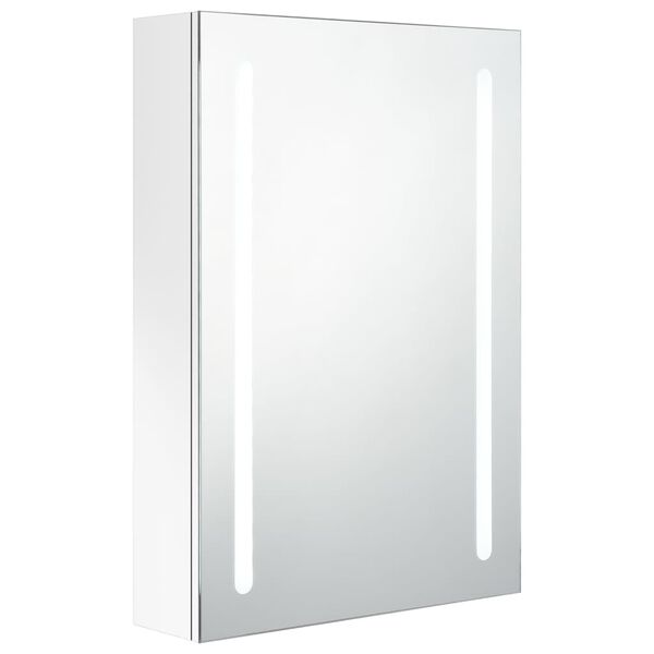 vidaXL Armario de ba&ntilde;o con espejo LED blanco brillante 50x13x70 cm
