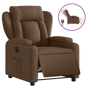 vidaXL Sill&oacute;n reclinable el&eacute;ctrico de tela marr&oacute;n