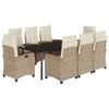 vidaXL Set comedor de jard&iacute;n 9 pzas con cojines rat&aacute;n sint&eacute;tico beige