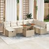 vidaXL Conjunto de sof&aacute; de jard&iacute;n 9 pcs Beige rat&aacute;n sint&eacute;tico