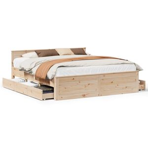 vidaXL Cama sin colch&oacute;n con cabecero madera maciza de pino 180x200 cm