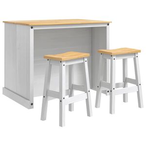 vidaXL Juego de isla de cocina 3 uds. y Cera de Miel Pino macizo