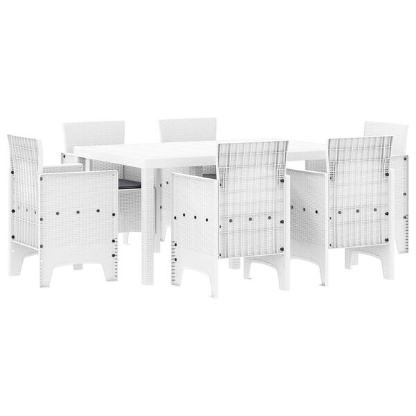 vidaXL Conjunto de Comedor de Jard&iacute;n 7 pcs Blanco Ratan Polt